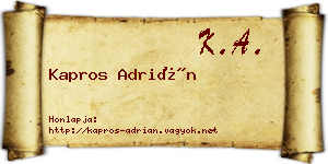 Kapros Adrián névjegykártya
