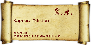 Kapros Adrián névjegykártya