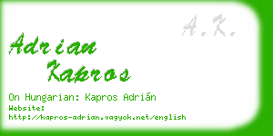 adrian kapros business card