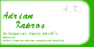 adrian kapros business card